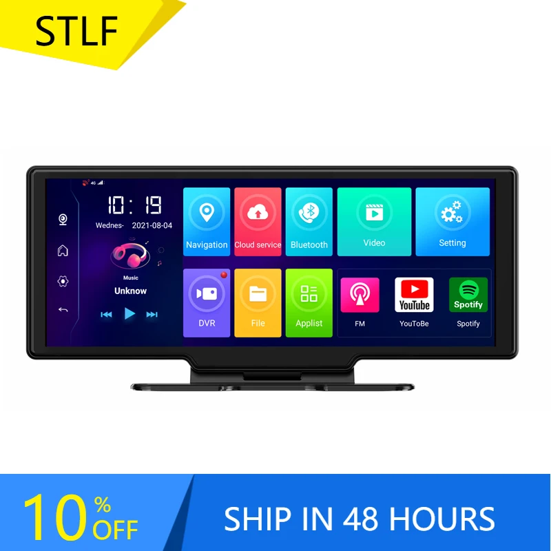 

STLFCar Gps Navigator 4g Dashcam 10.26 Inch Touch Screen Navigation Driving Recorder 1080p Remote Monitoring Dash Cam Android 8.