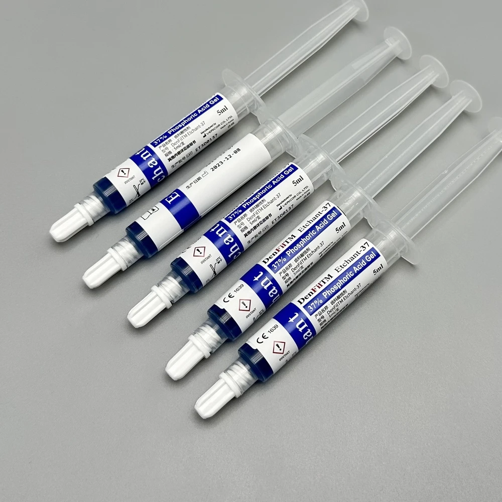 5ML/Syringe Dental 37% Dentex Phosphoric Acid Etching Gel Etchant Gel Agent Bond Teeth Glue with Tips Dentist Adhesive Materials