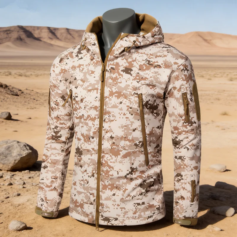 Thickened Fleece Outdoor Sports Tactical Jacket Men's Autumn Winter Warm Soft Shell Coat Windproof Waterproof Men's Upperwear