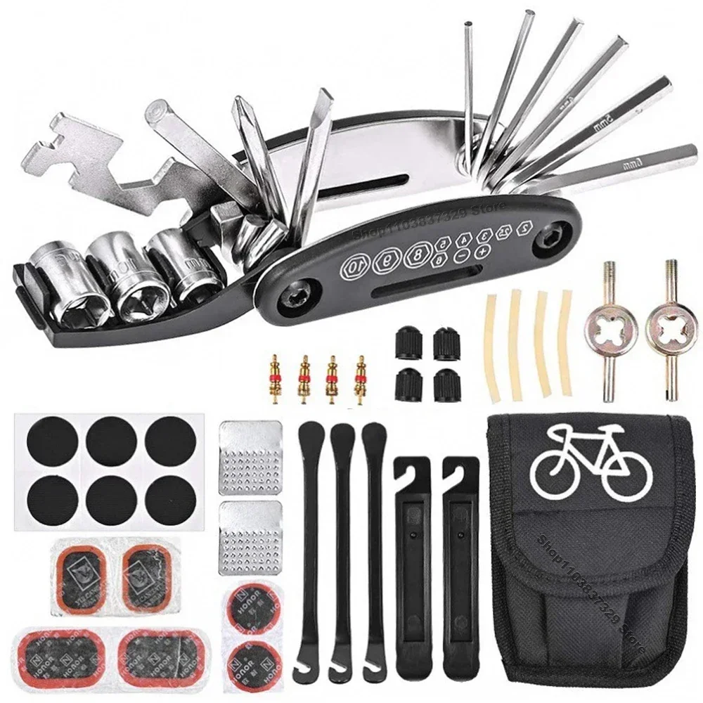 Fahrrad-Reparatur-Werkzeugset Tragbares Multi-Tool-Set mit Pumpe Reifenreparaturset für Mountainbikes und Rennräder – Detail 1