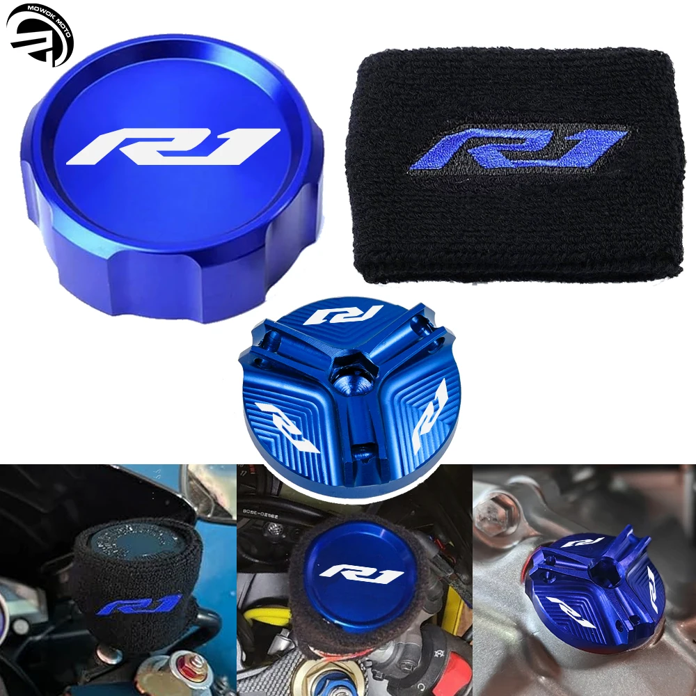 For Yamaha YZFR1 YZFR1M YZF R1 R1M YZF-R1 2009-2024 2023 Motorcycle Front Brake Fluid Reservoir Cap Cover Sock Oil Filler Cap