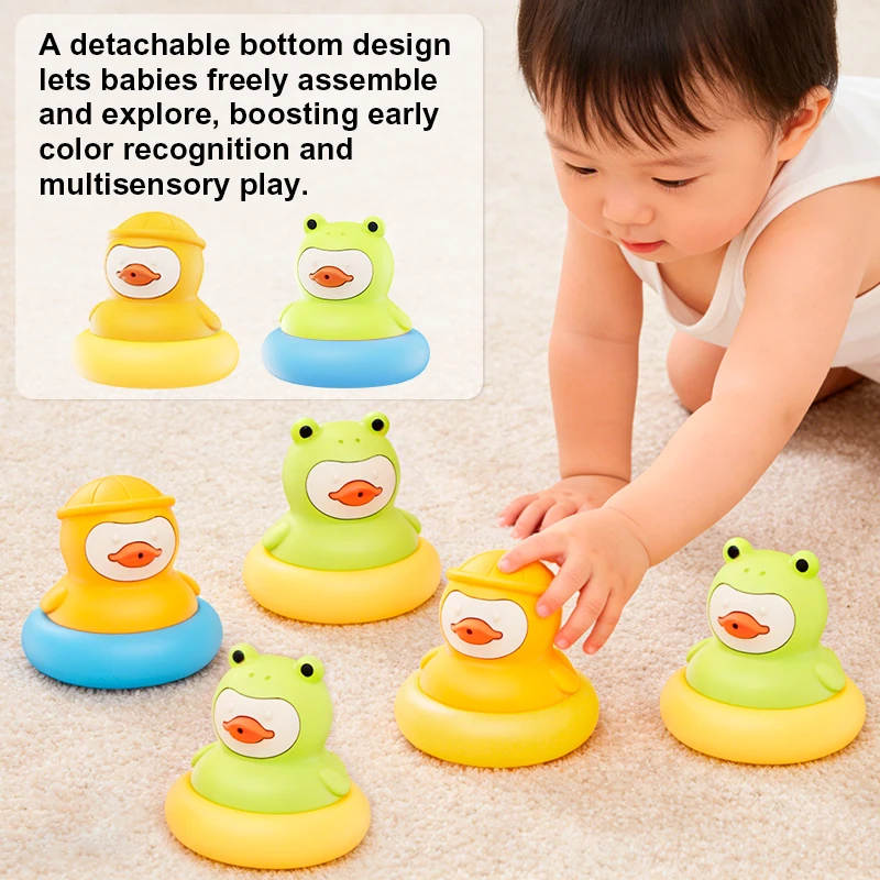 BPA-freie Baby-Silikon-Badespielzeuge Niedliche Entchen- und Froschform Schwimmende Wasserspielzeuge für Säuglinge Kleinkinder Lustige Badezimmer-Spielzeuge Babygeschenke