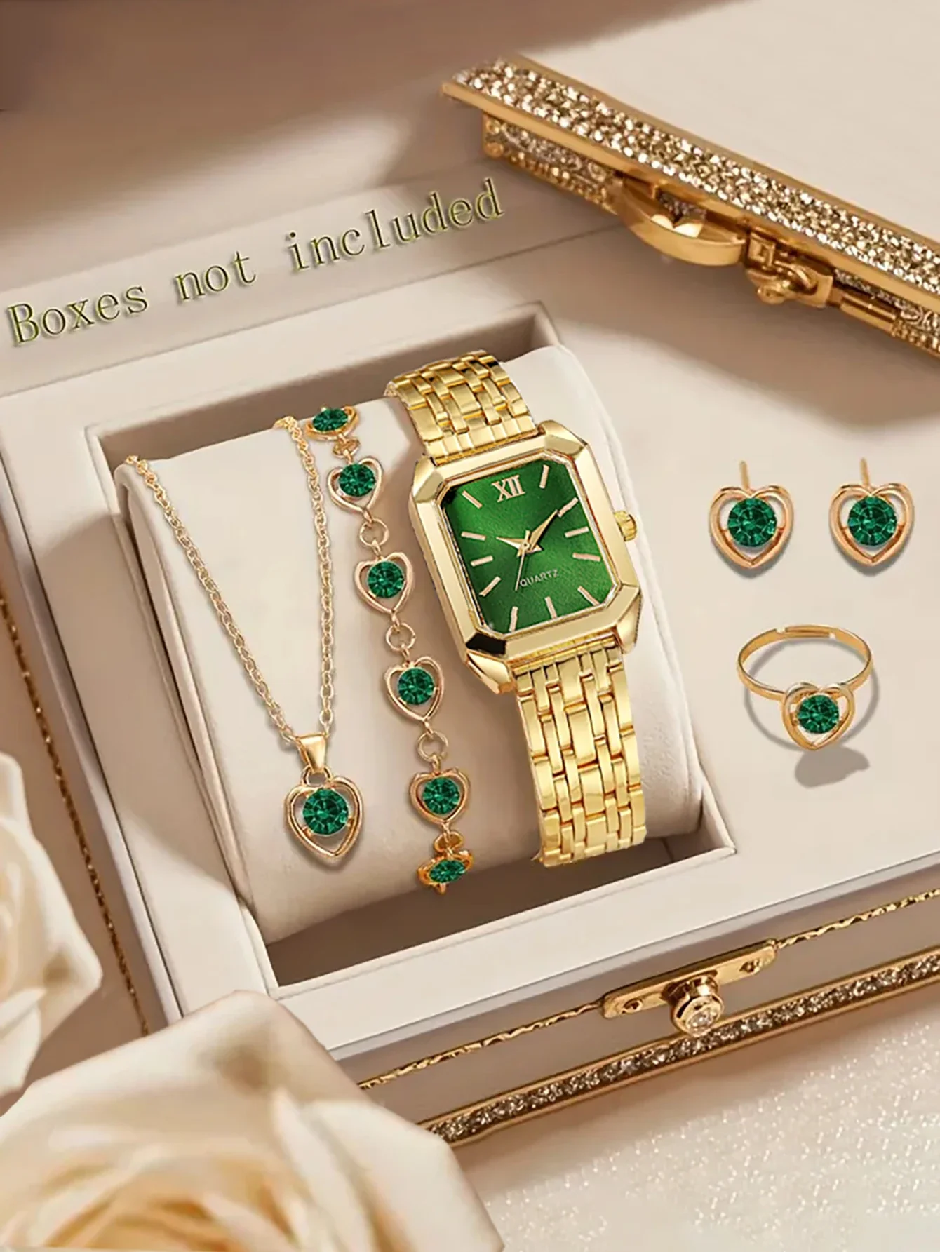 Ladies Compact Quartz Watch Set with Embedded Jewelry Not including Birthday Gift Ideal Birthday Present