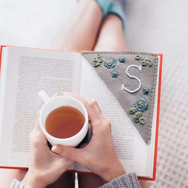 Book Corner Bookmark Embroidered Corner Bookmark Letter Hand Stitched Felt Corner Letter Bookmark Page Markers And Book
