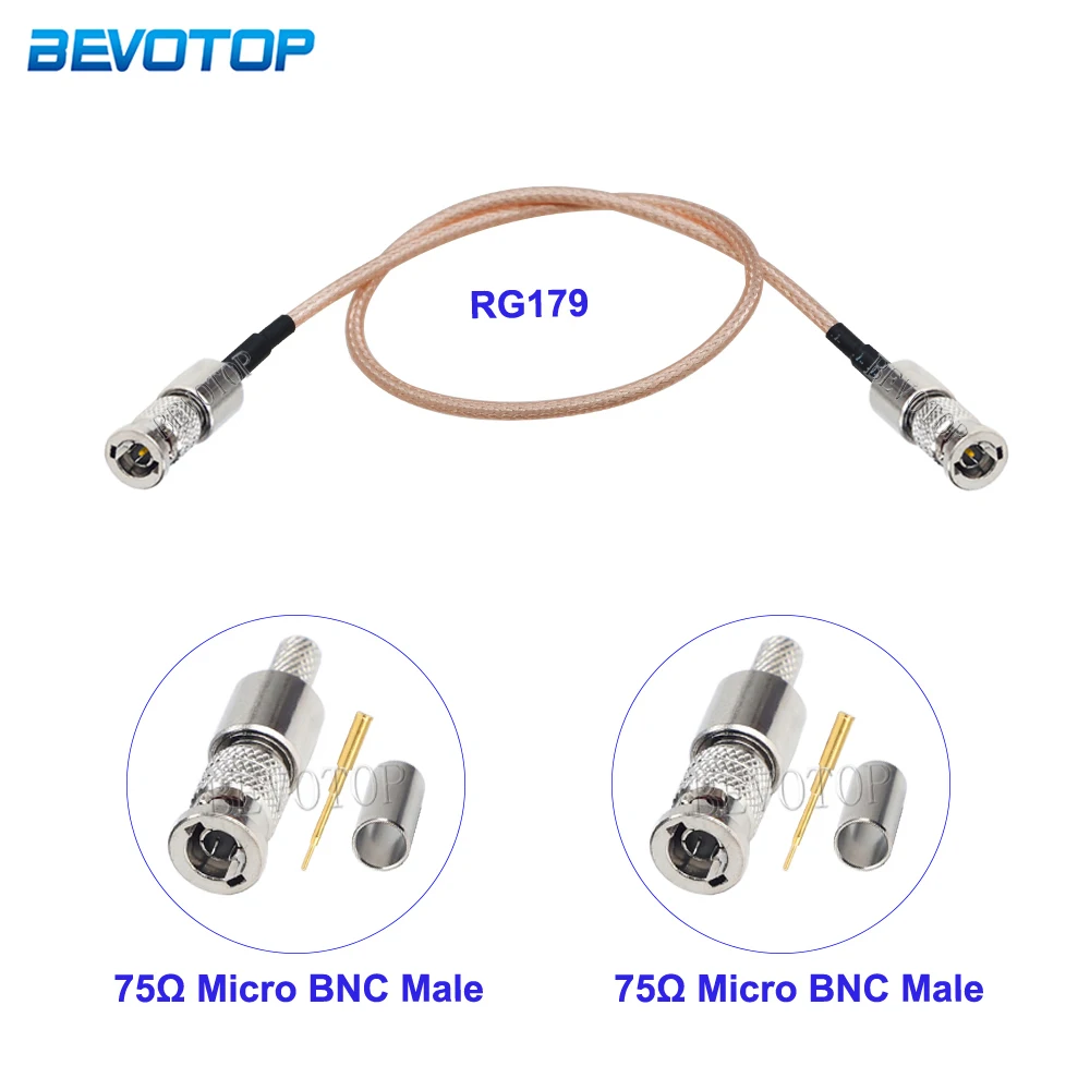 1Pcs HD BNC RG179 Cable 75 Ohm Micro BNC Male to Micro BNC Male Plug Mini BNC Connector RG-179 Cable Adapter for HD Video Camera