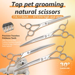 Crane 6.5&7.0&7.5 Inch Pet Grooming Magic Scissors Trimming Hairdressing Dogs Beauty Curved Chunker Shears ATS314 Steel 70% Rate
