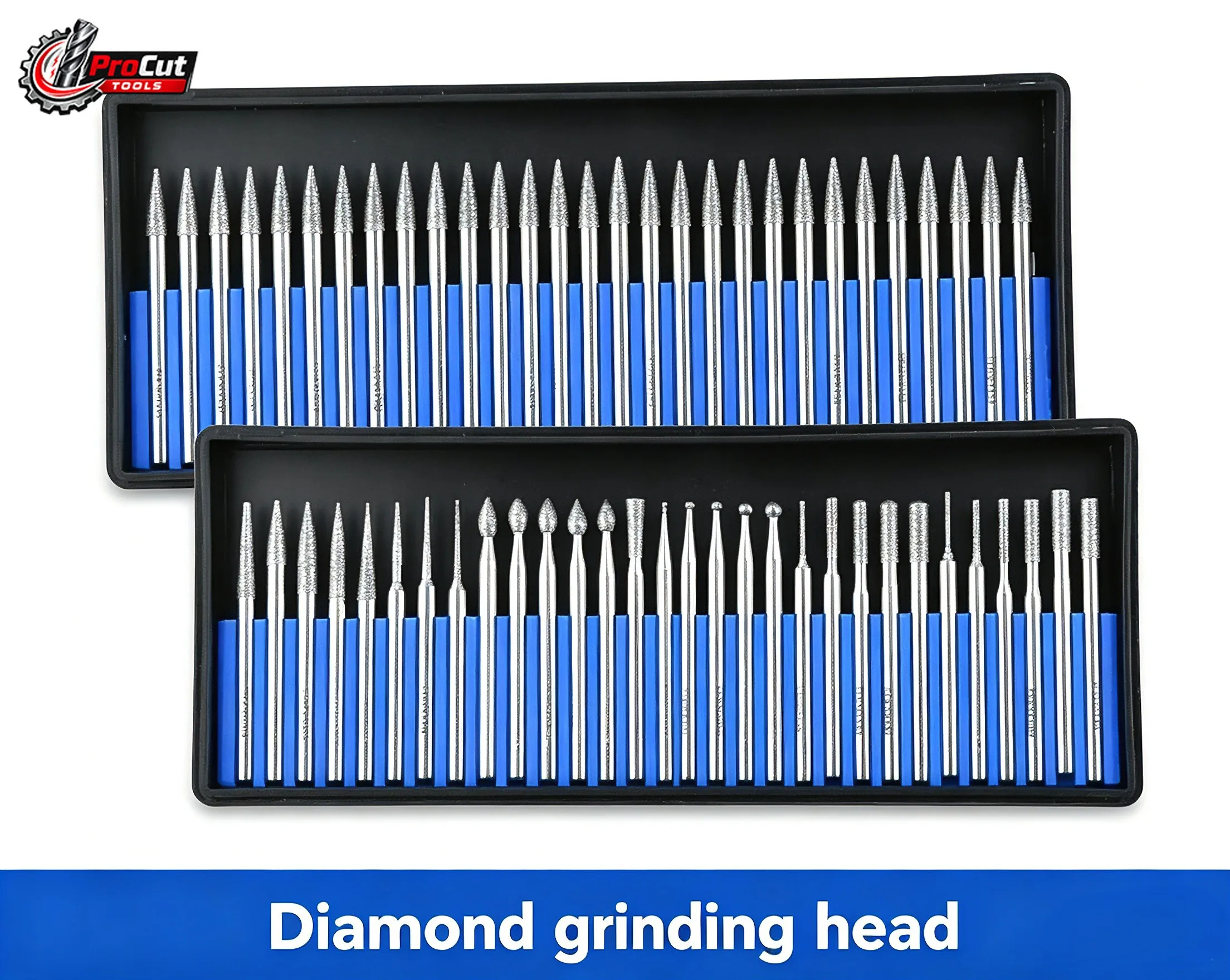 Mechvon 3mm Shank Diamond Burr Set Jade Polishing Grinding Needle Bits Electric Grinder Alloy Polishing Head Rotary Tool Kit