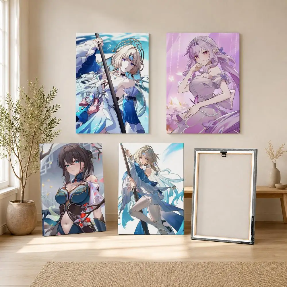 Pearl Honkai Star Rail Framed Wall Painting Ready to Hang Canvas Art Painting Poster for Living Room Bedroom Home Decor Decals