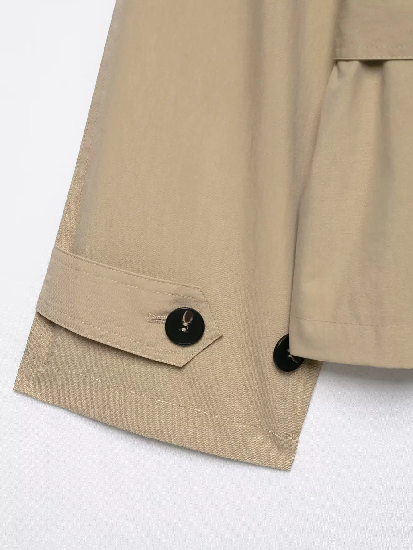 TFMLN Damen Kurzer Trenchcoat Doppelreihig mit Gürtel Kurze Jacke Reverskragen Lässiger Windbreaker Klassische Oberbekleidung Neu – Detail 10
