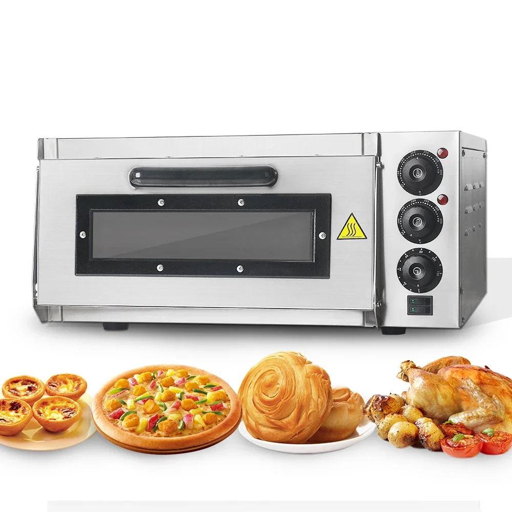 GZKITCHEN Commercial Electric Pizza Oven 2000W Single Deck Baking Fire Stone Pizza Maker Temperature 50~350  for 1X16