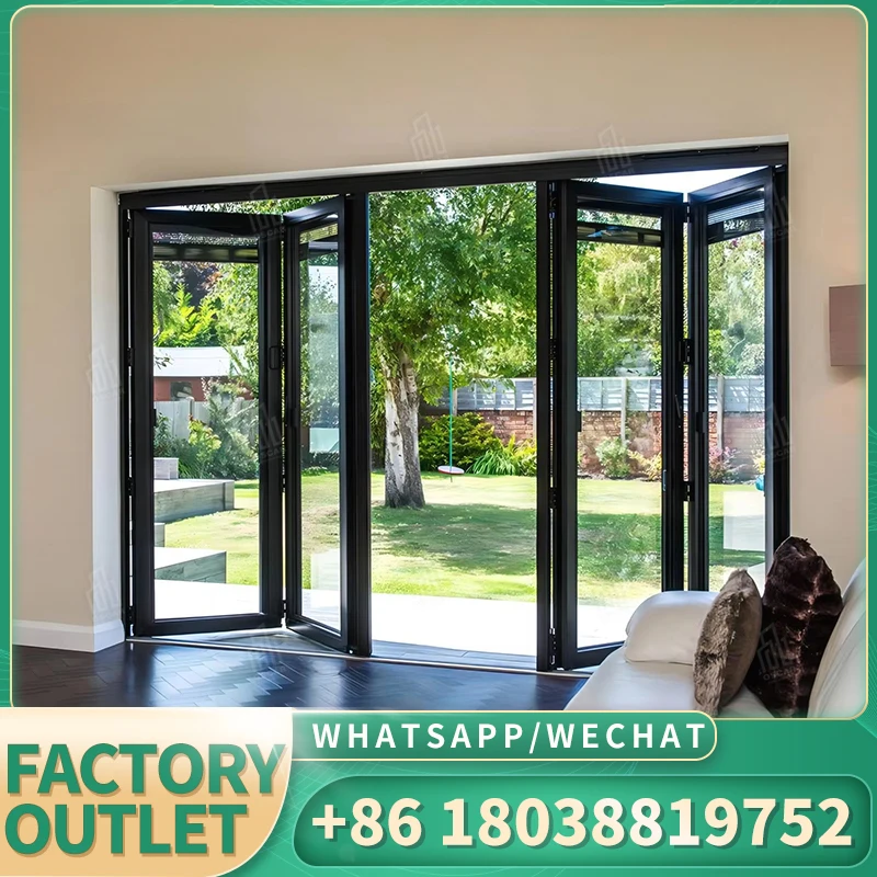 Heat Insulation Storm-Proof Aluminium Front Interior Glass Door Bifold Doors Aluminum Folding Doors