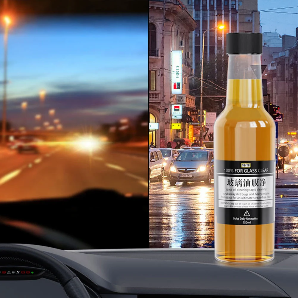 Car Glass Oil Film Stain Removal Cleaner Powerfully Remove Stubborn Oil Film Universal Car Glass Polishing Degreaser Cleaner