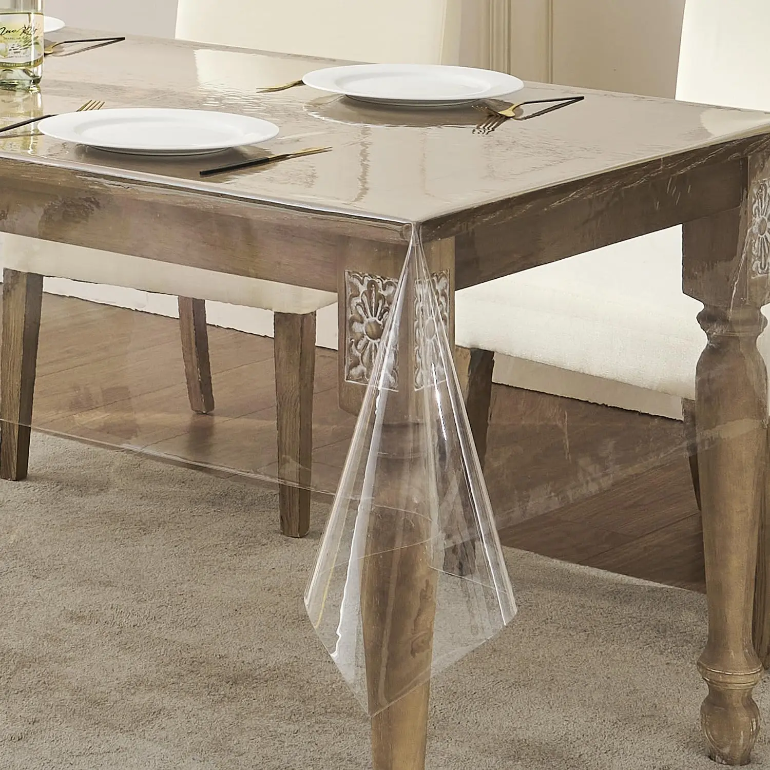 PVC transparent tablecloth with a thickness of 0.25mm, heat-resistant, waterproof, and oil resistant dining table mat, 1pc