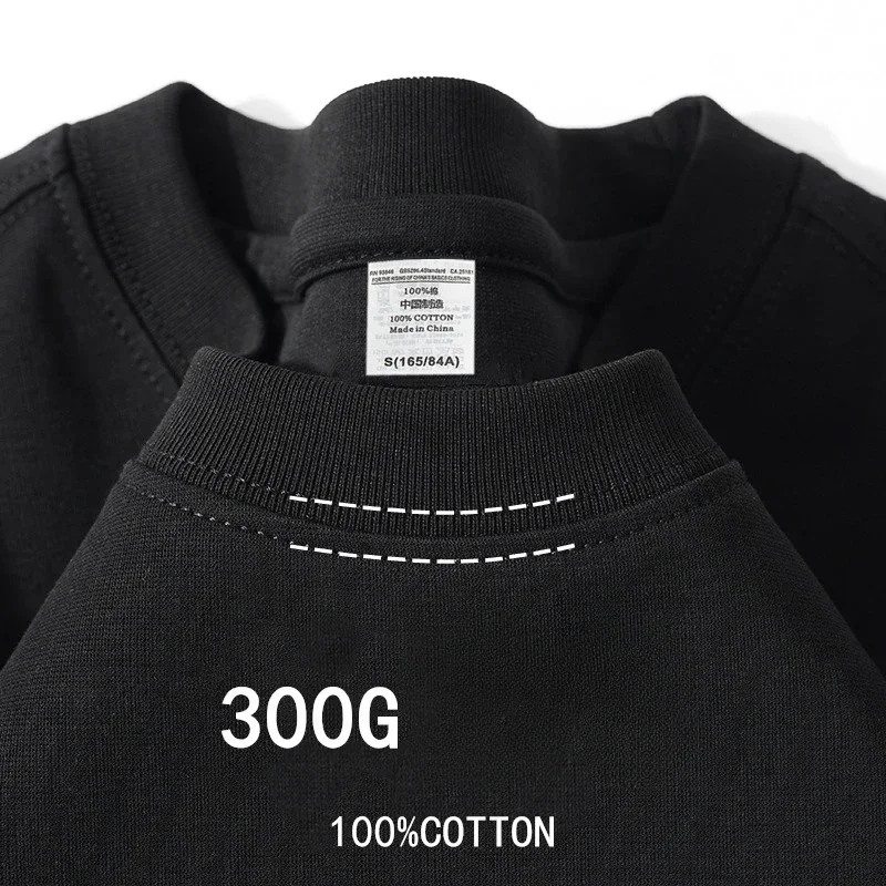 Summer Heavyweight T-shirt Cotton Short Sleeved Breathable Round Neck Loose Shirt for Men Women Basic Tee image 4