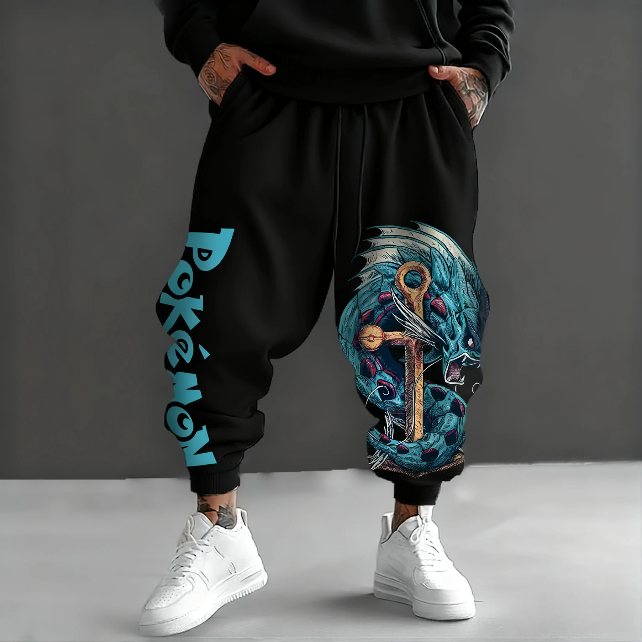 

Pokémon Handheld Game Plus Size Sweetpants 2025 Autumn/Winter Men's New Anime Printed American Hip-hop Loose Casual Cotton Pants