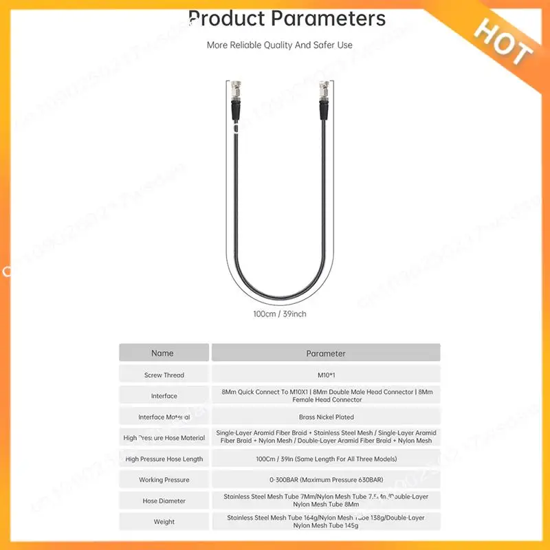 Equipo de buceo de aventura X08A: manguera de alta presión tejida de fibra de carbono con conectores reguladores hembra duales