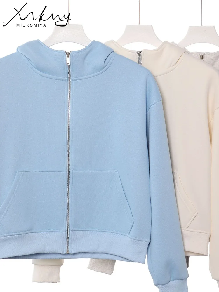 

Women's Solid Fleece Lined Hoodie Zipper Long Sleeve Pullover Autumn Winter Warm Casual Loose Cotton Sweatshirts Tops For Women