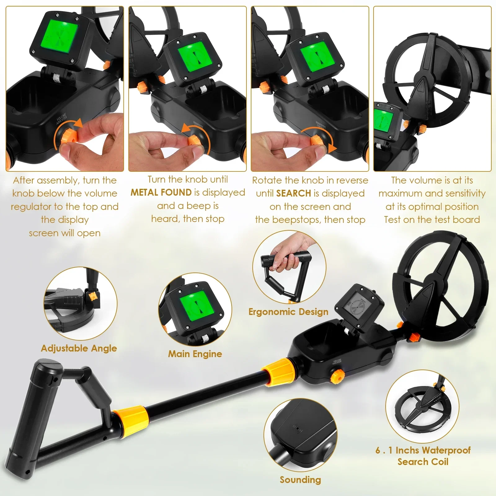 Imagem -06 - Metal Detector Kit Detectando Ferramenta Display Lcd Ouro e Prata Finder Jóias e Coin Hunting Ajustável