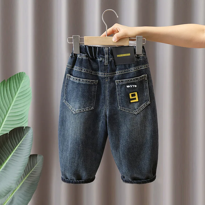 

Casual Versatile Children's Jeans Spring Autumn Sle Boys Straight Leg Pants Baby Boys Haome Long Trousers Kids Jeans