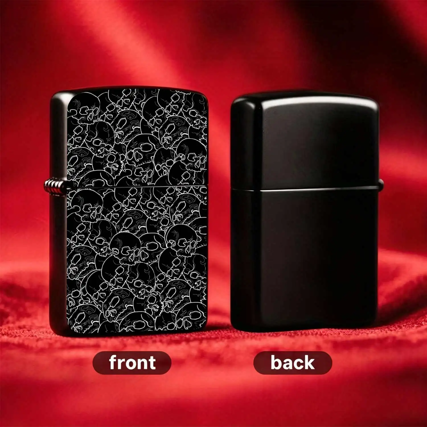 Reusable Flip-Top Pocket Metal Windproof Lighter, Featuring Full Skull Print Design, Sturdy and Durable Body, Portable and Easy to Carry, Suitable for Daily Commute and Outdoor Scenarios, Combining Practical Performance with Trend