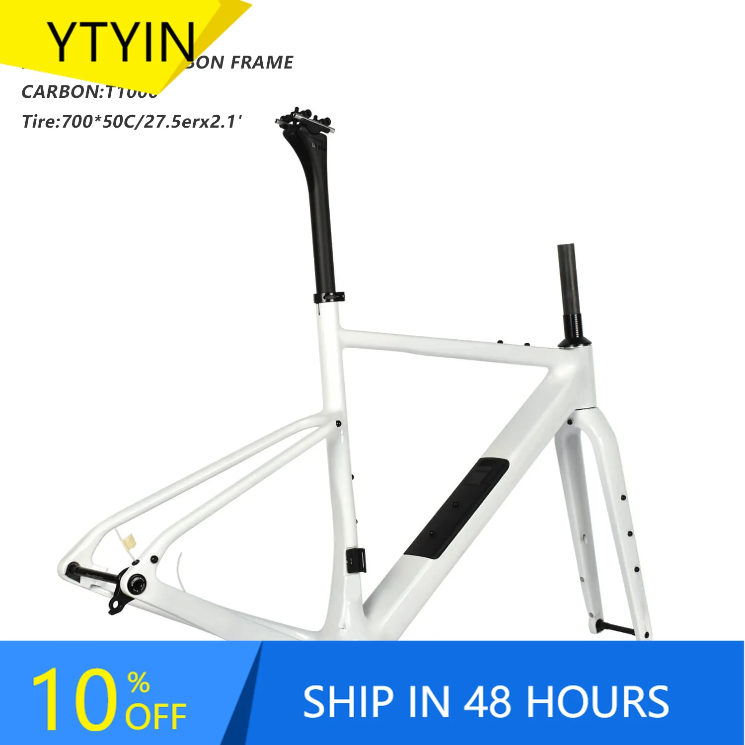 

YTYIN Magnetic Storage Box Bike T800 T1000 Frame With 380/400/420/440mm Integrated Handlebar Disc Brake Gravel City Bicycle Fram