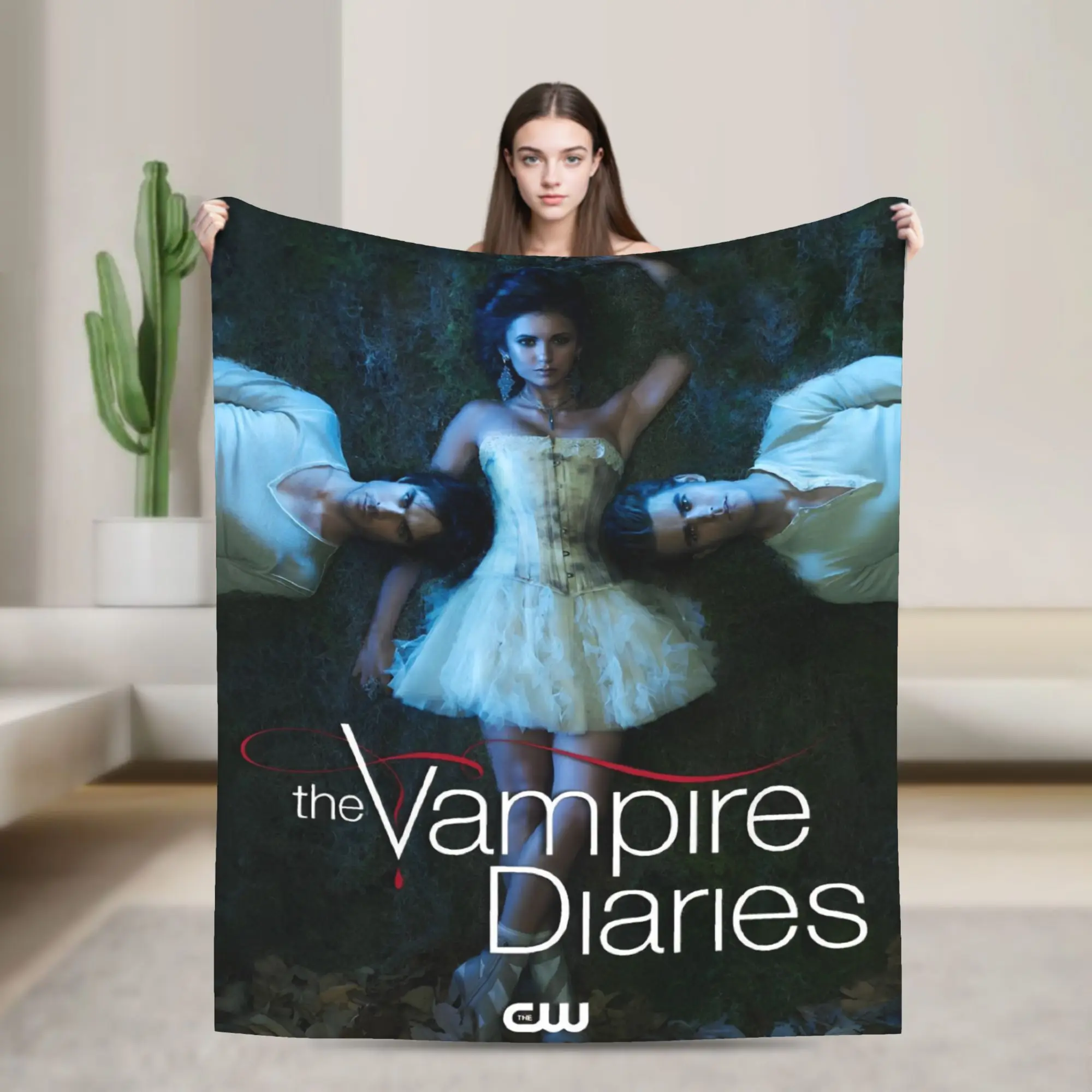 The Vampire Diaries Damon Salvatore Blankets Fleece Summer Portable Lightweight Throw Blankets for Home Outdoor Plush Thin Quilt