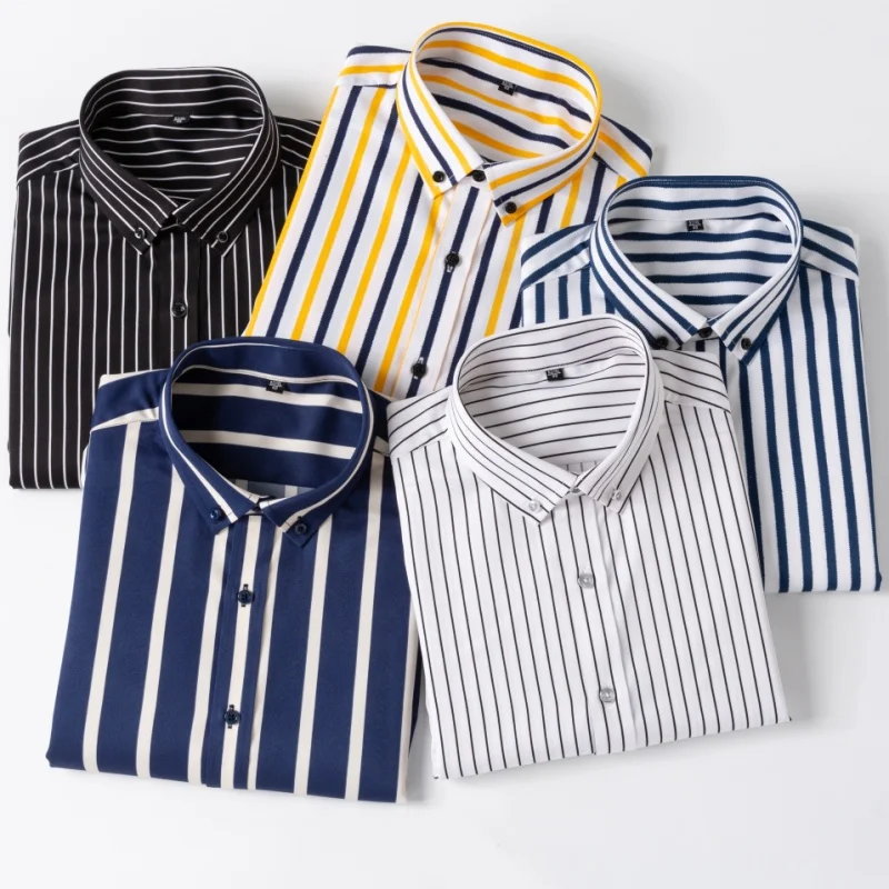 Men's long sleeve shirt Casual stripe Non-Iron Men's Business Casual Long Sleeve shirt Classic plaid fashion social Anti-wrinkle
