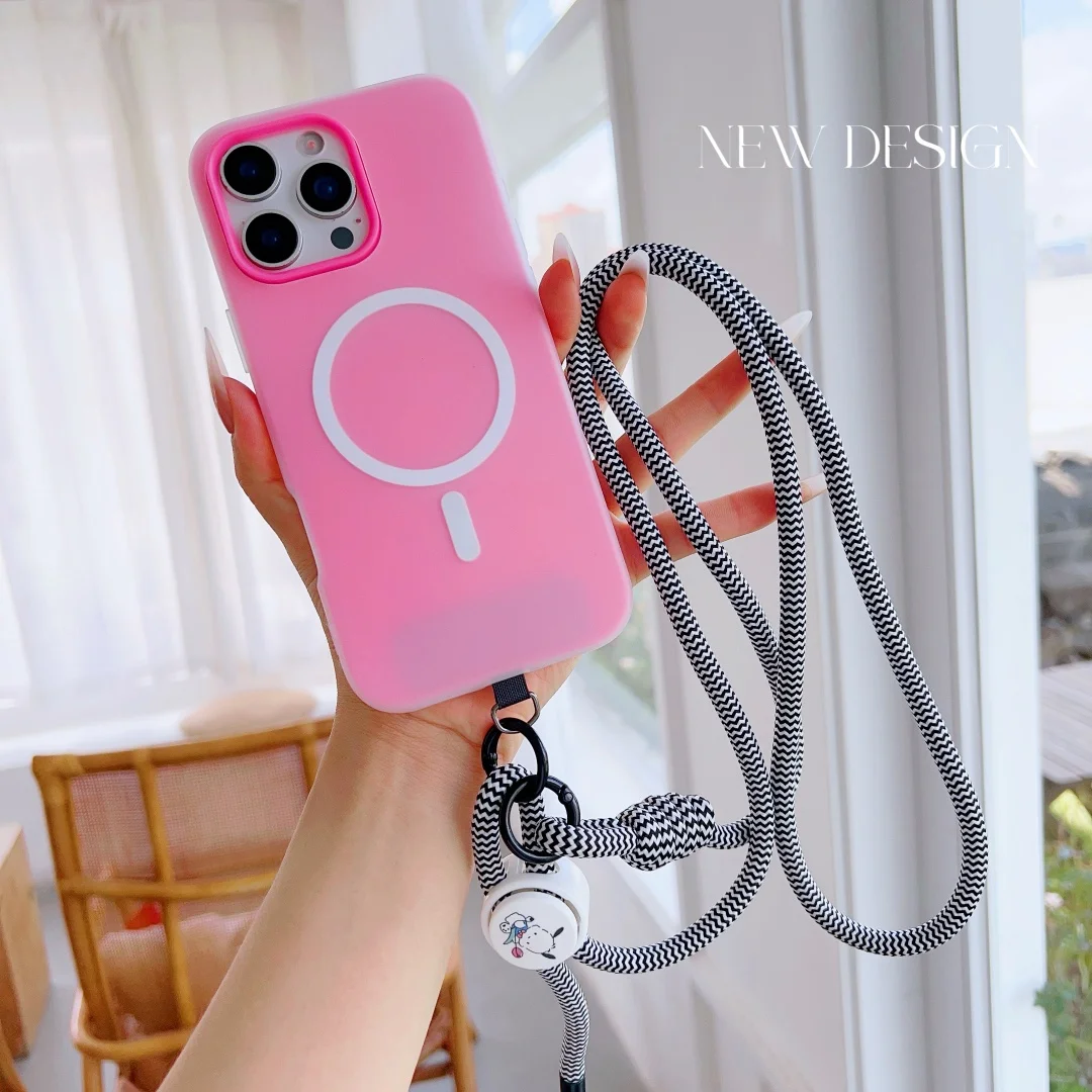 Lanyard Long Cross-Body Straps Keychain Solid Color Matching Design for Mobile Phone Accessories