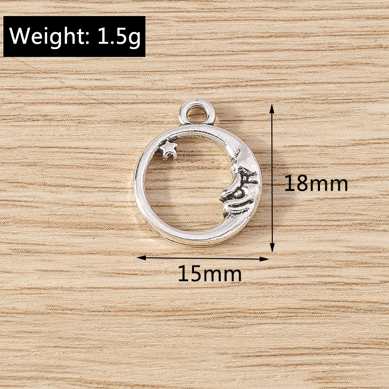 Tusember 10 Stück 28 x 34 mm niedliche Mond-Anhänger aus Legierung für die Schmuckherstellung, Halskette, Ohrringe, Armband, DIY, handgefertigtes Kunsthandwerk – Detail 30