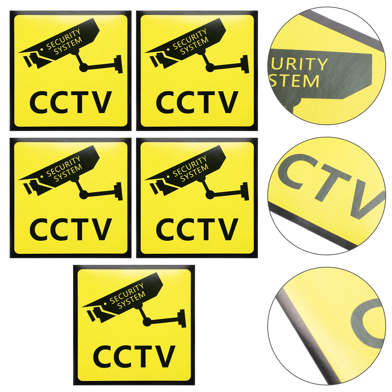 

5 Pcs Is Monitoring Warning Stickers Security Signs for House Yellow Surveillance