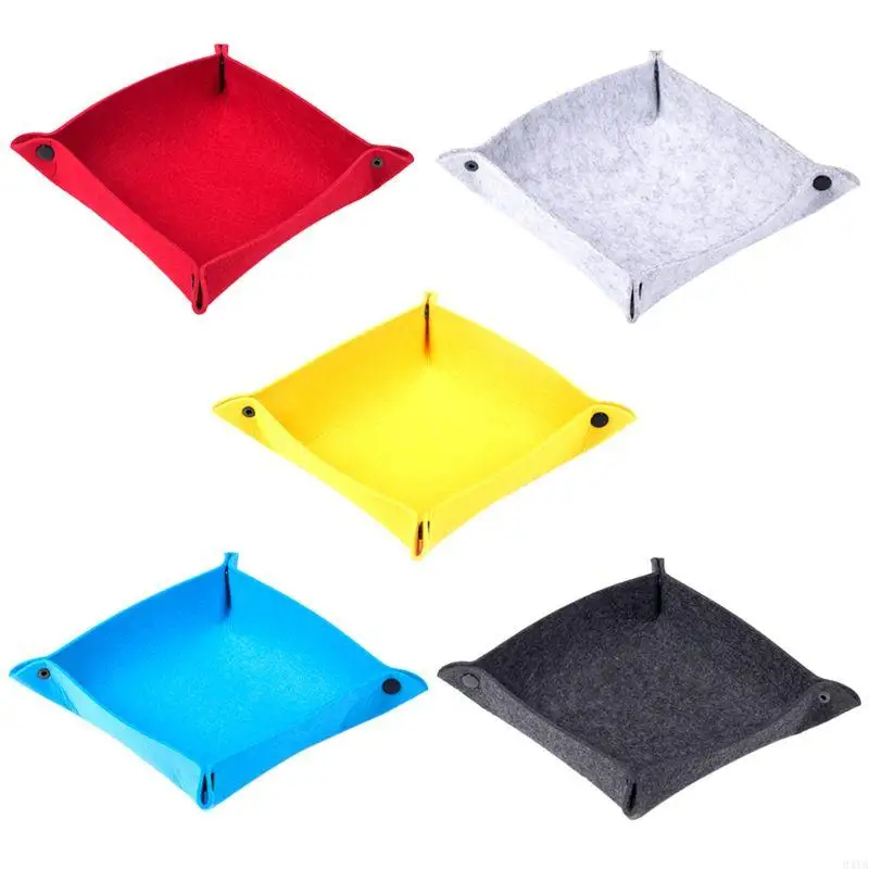 34YA Foldable Storage Box Square Felt Tray Board Game Jewelry for Key Wallet Coin Desktop Sundries Bins