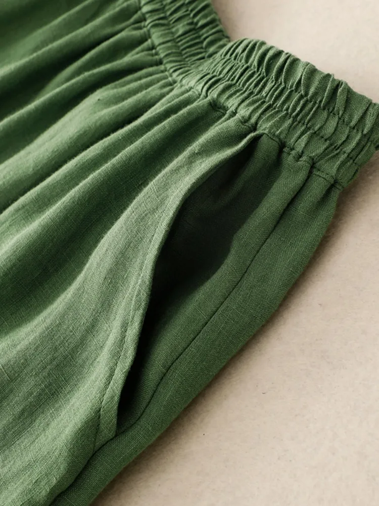 High-End Linnen A-lijn Midi Rok Vrouwen Zomer Eenvoudige Zijsplit Afslanken f-lengte Rokken Artistieke Sle Hoge Taille katoen