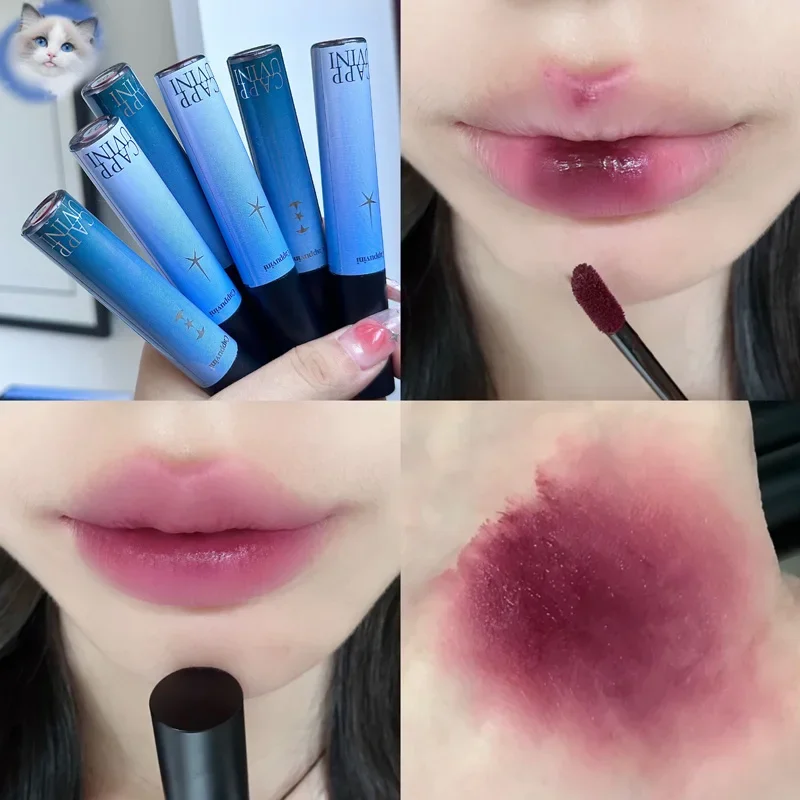 Moonlight Velvet Matte Smoky Purple Lip Mud Nude Pink Lipstick Moisturizing Lip Glaze Korean Waterproof Lasting Makeup Cosmetics