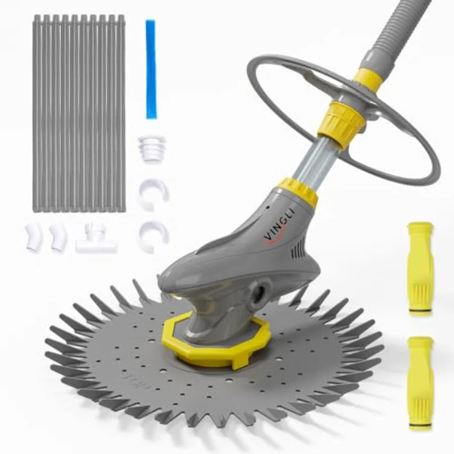 

Автоматический очиститель бассейна VINGLI, всасывающий пылесос для бассейна с 33-футовыми шлангами и диафрагмами серого цвета для эффективной чистки бассейна