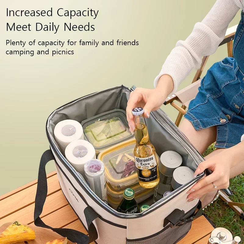 Large Capacity Portable Thermal Lunch Bag Food Box  Collapsible Waterproof Office Cooler Lunch Box Ice Insulated Case Camping