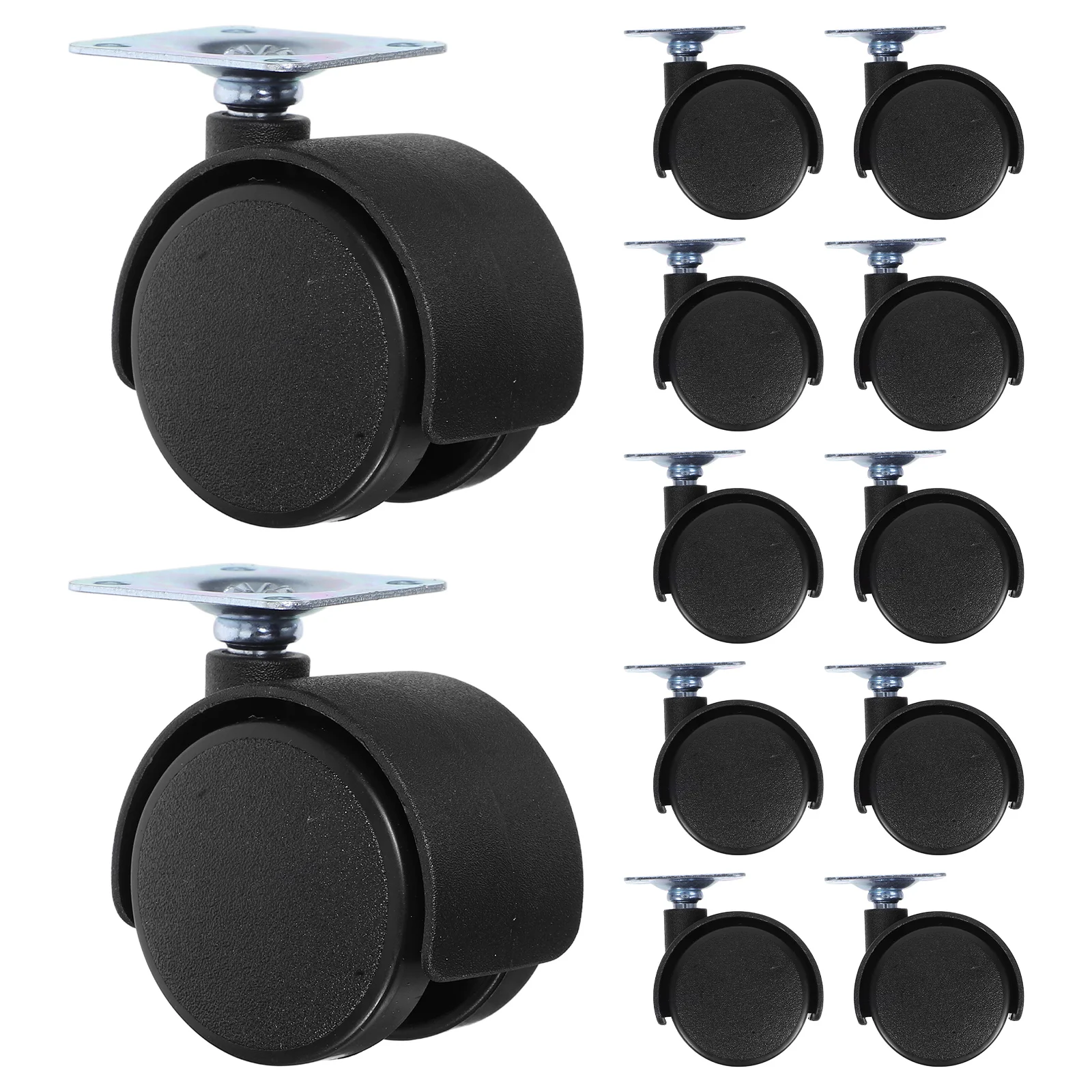 12 Pcs Furniture Swivel Casters Remote Control Tires Rolling Chair Wheels Replacement Nylon Small Office Desk