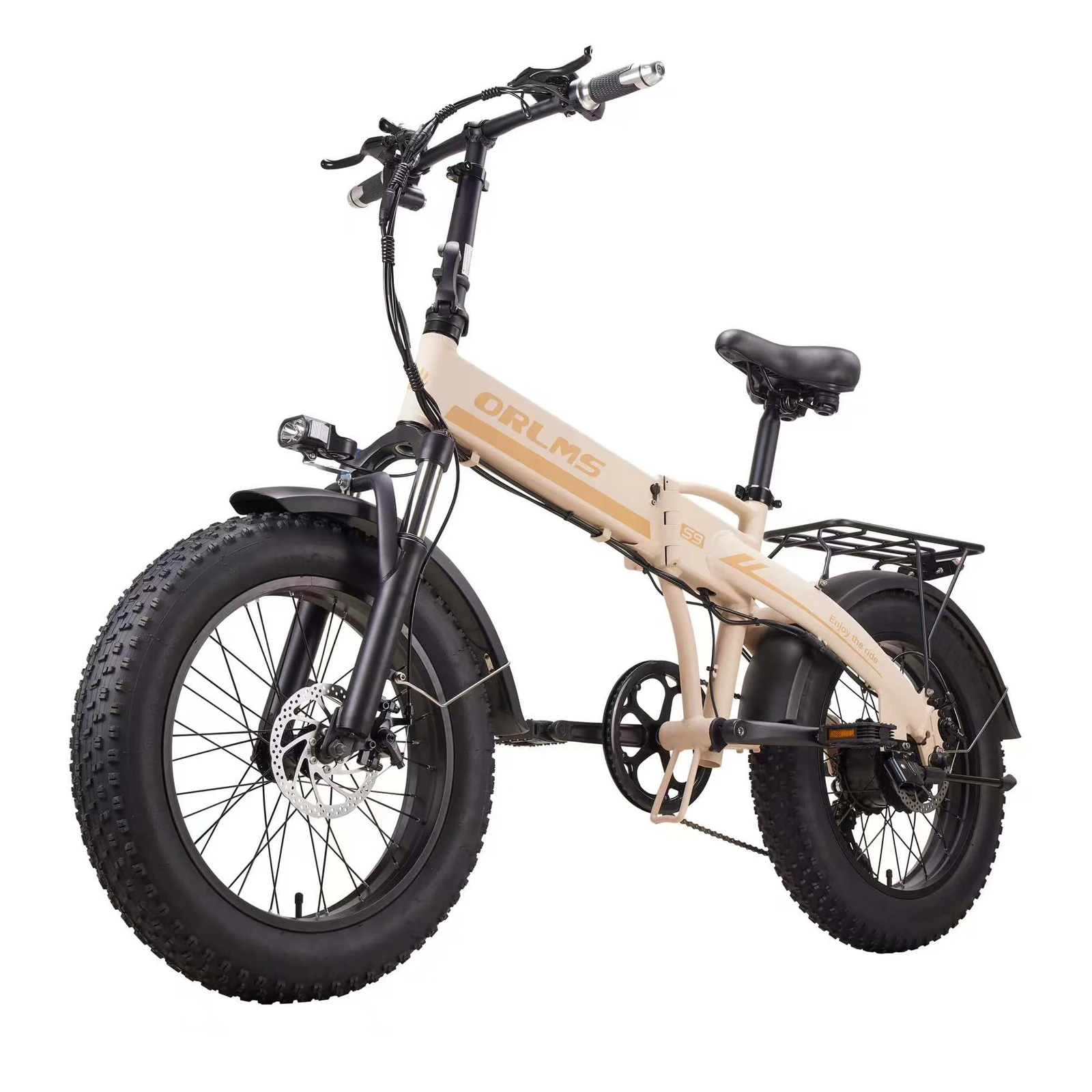 Vouwbare elektrische fiets ORLMS S9F elektrische mountainbike 48V13AH lithium batterij volledige vering max. snelheid 45 km/u E-bike 20*4.0 inch all-terrain vetband stadsfiets voor volwassenen