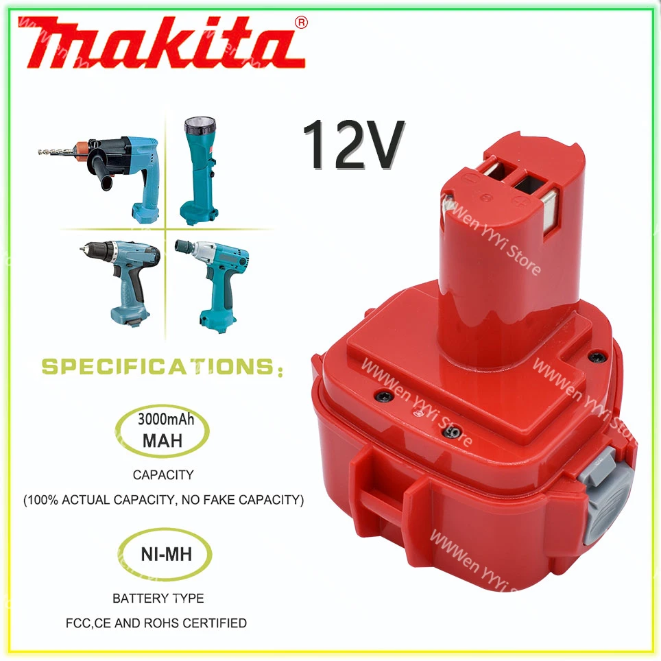 

Makita PA12 12V 3000mAh Ni-CD Rechargeable Batteries Replacement Battery 12V Power Tools Bateria 1220 1222 1235 1233S 6271D