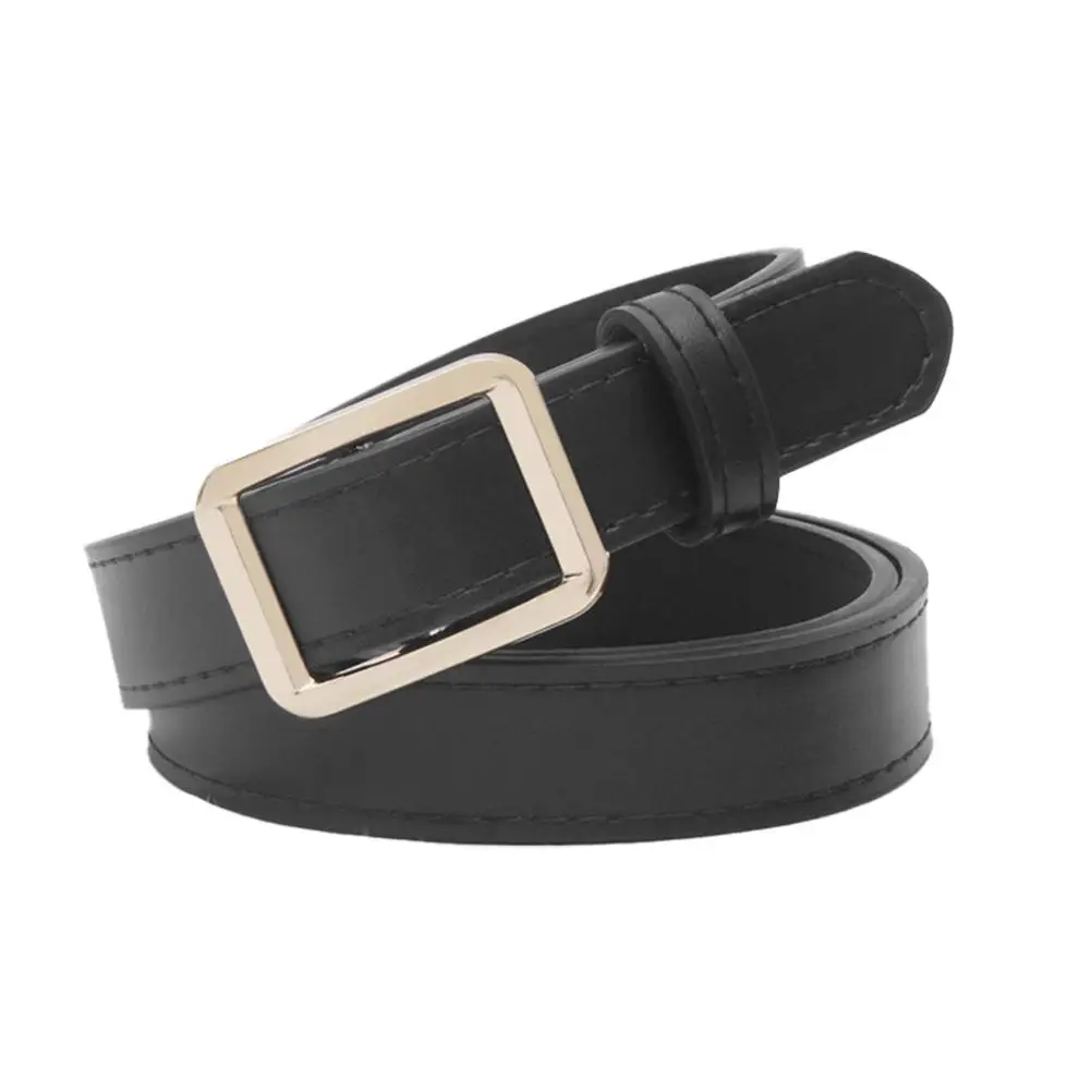 Women\'S Belt Soft Pu Leather Belt Square Buckle Pin Jeans Buckle Vintage Female Strap Strap Waist Luxury Belt Black Brand F X5M9