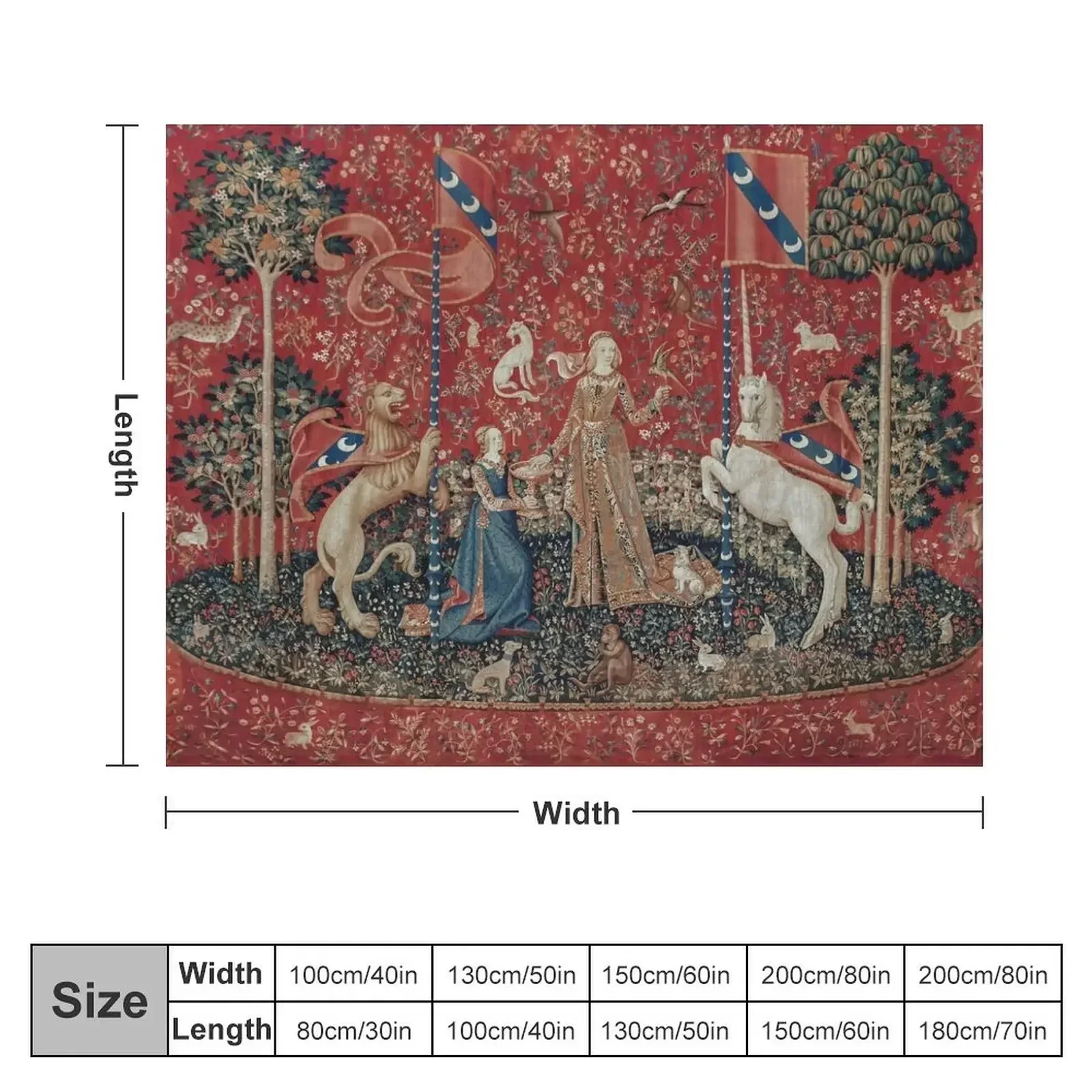 Lady and Unicorn Medieval Tapestry Five Senses - Taste Throw Blanket wednesday Decorative Sofa Blankets