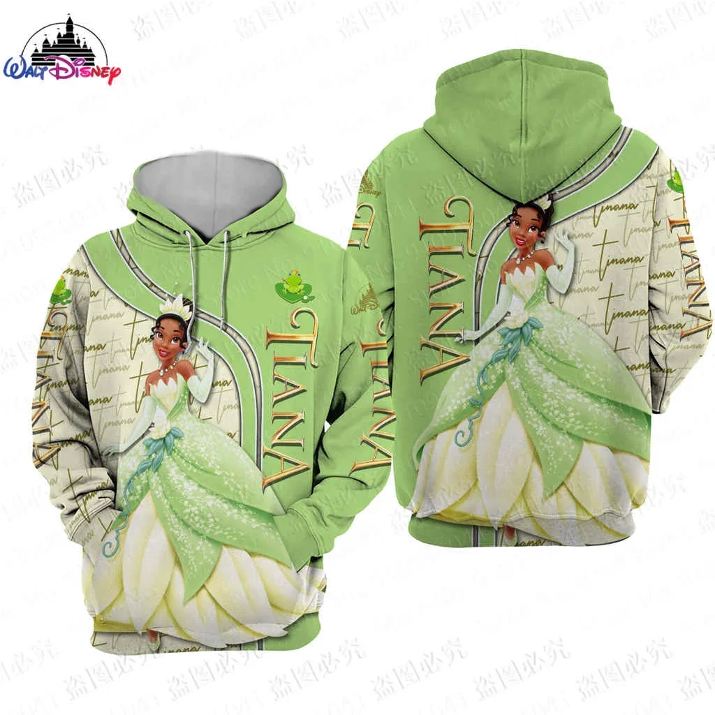 Tiana Boys Girls Hoodie Princess Frog Men's Hoodie 3D Print Oversized Pullover Disney Women's Hoodie Snow White Men's Clothing
