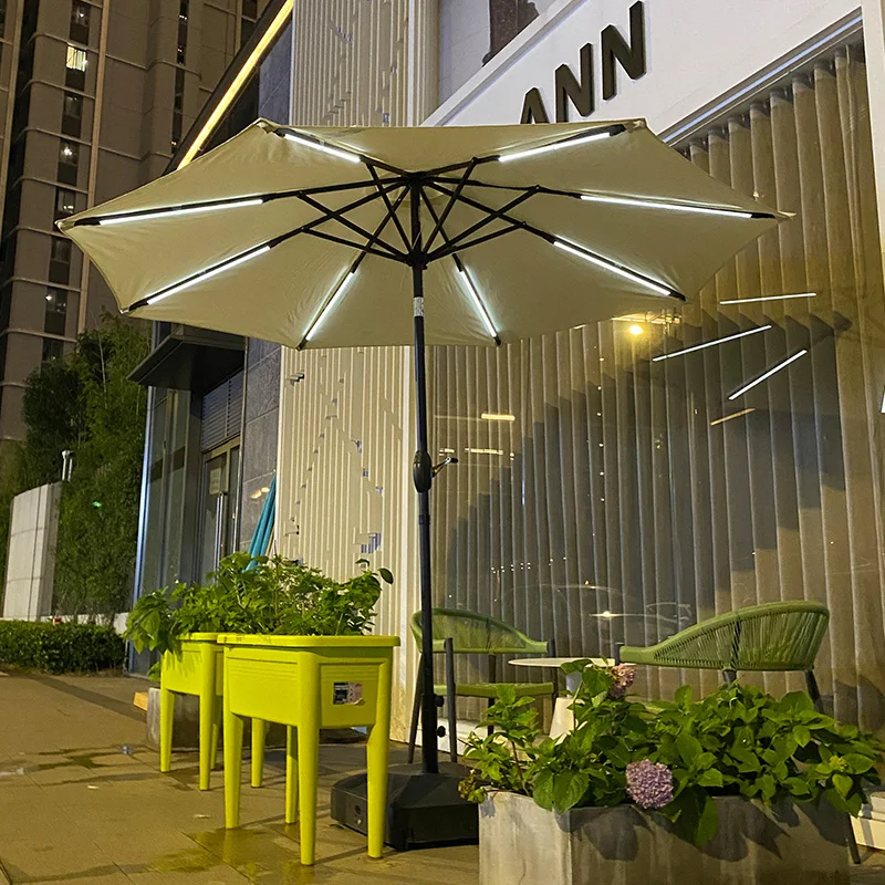 

Solar light umbrella Central column Outdoor leisure courtyard parasol Outdoor garden Sun umbrella Camping umbrella