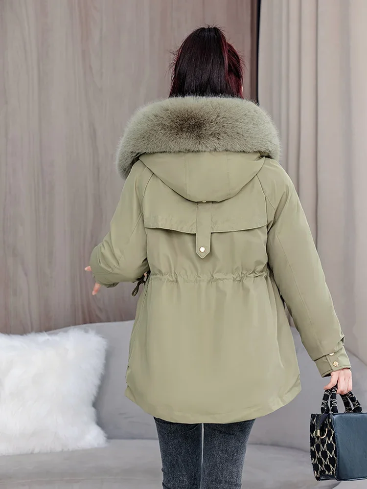 Vielleicht 2024 New Winter Puffer Jacket Women Fur Hooded Removable Liner Cotton Padded Coat Long Parkas Outwear Women Clothing