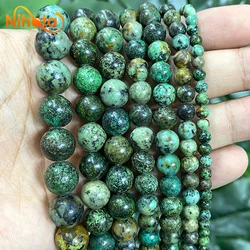 Natural African Turquoises Smooth Round Beads Diy Bracelet Earrings Rings Handmade Jewelry Making 15'' Strand 4/6/8/10/12mm