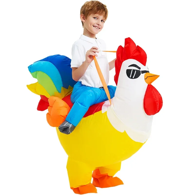 New Kids Child Inflatable Rooster Costume Shark Animal Mascot Anime Dress Suit Halloween Party Cosplay Costumes for Boys Girls