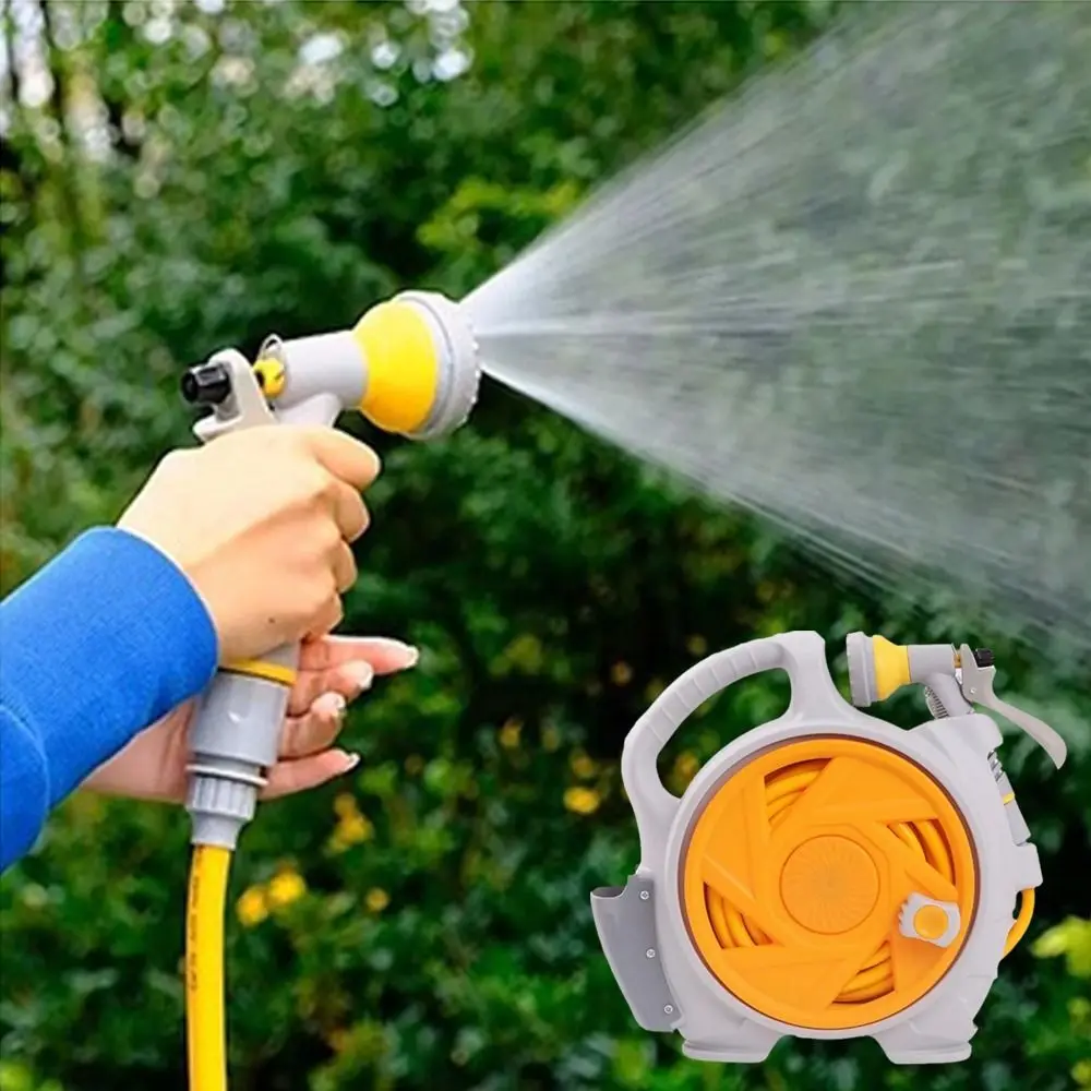 

15m High Pressure Water Hose 7-in-1 with Storage Rack Portable Water Hose Retractable Garden Watering Kit Outdoor Cleaning