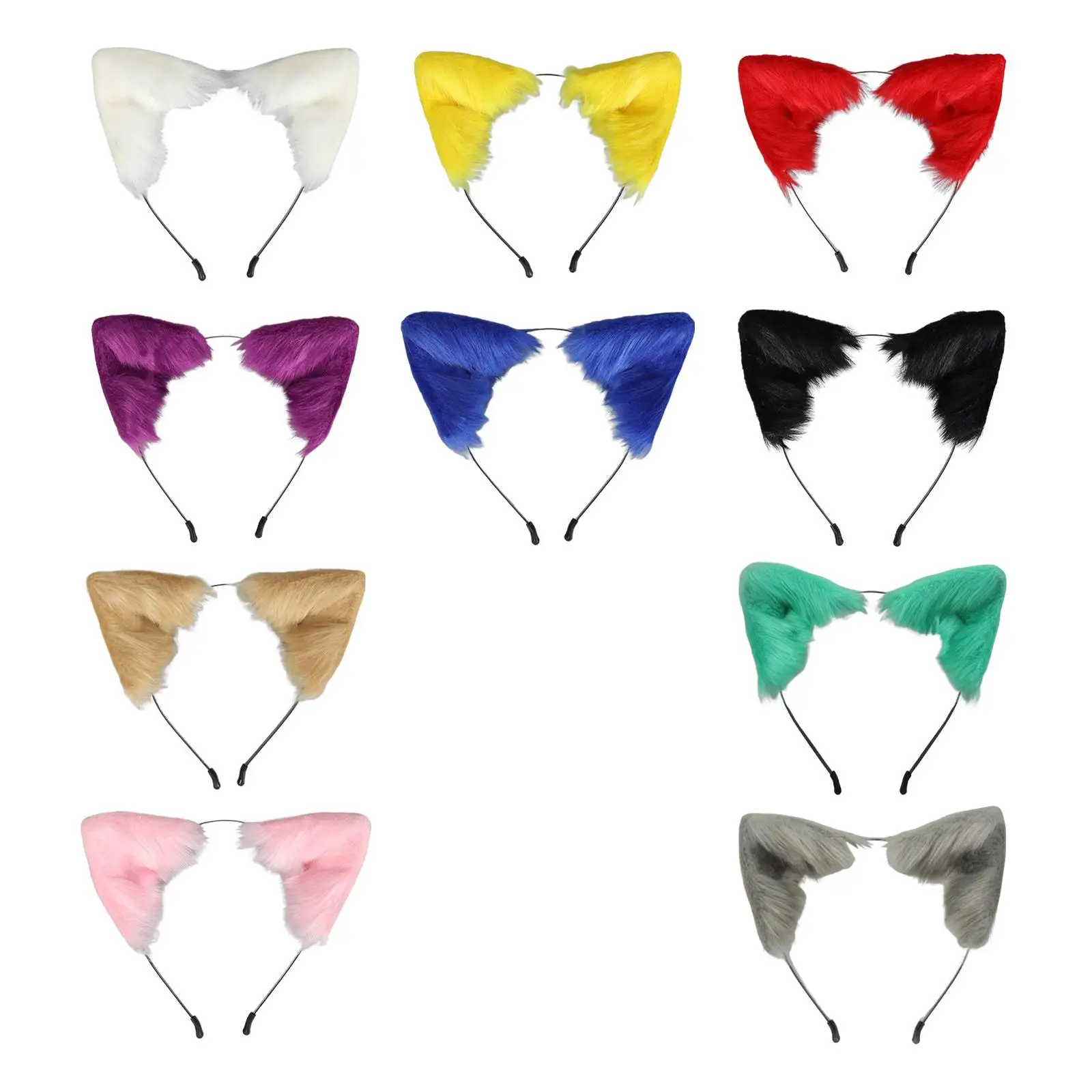 عصابة رأس مصنوعة يدويًا من آذان الحيوانات القطيفة ، طوق شعر اصطناعي على شكل أرنب ، ديكور للبالغين #3