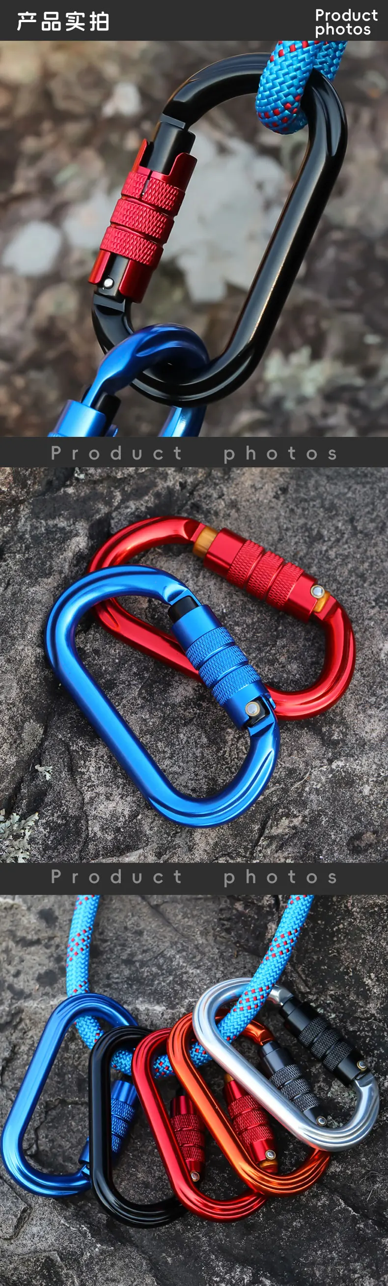 CLIWIZ Marke 30kN Outdoor Professioneller Karabiner 7075 Luftfahrt-Aluminium Sicherheits-Automatikverschluss B Mit CE/UIAA-Zertifikaten – Detail 12