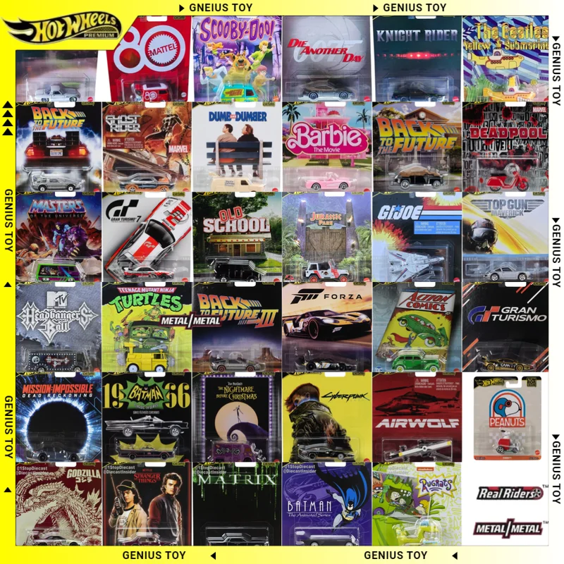 

Hot Wheels Premium 2025 Pop Culture Mix G-N BMW 733i Nissan Skyline GT-R Назад в будущее Бэтмен Экшн-комикс 1:64 Литье под давлением