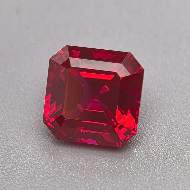 Top Pigeon Blood Lab Grown Ruby Loose Gemstones Asscher Cut with AGL Certificate